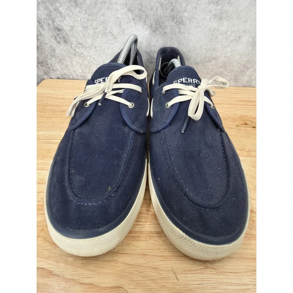 Sperry Top-Sider Boat Shoes Mens 12 Navy Blue Canvas Slip On Sneakers STS17277